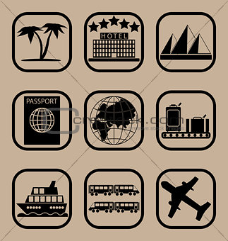 Tourism icons set