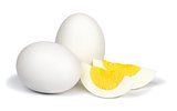 Boiled eggs on white background.