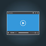 Template of interface of video player with icons