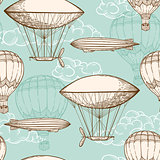 Vintage seamless pattern with air balloons