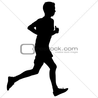 Silhouettes Runners on sprint, men. vector illustration