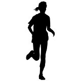 Silhouettes Runners on sprint, women. vector illustration