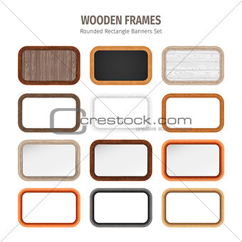 Wooden Rounded Rectangle Banners Set