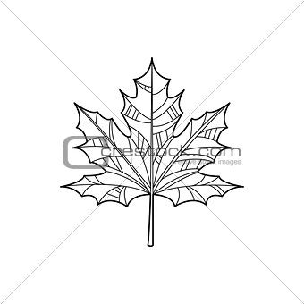 Maple Leaf Zentangle For Coloring