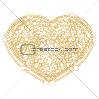 Outline golden heart shape with copy space.