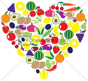 Vegetable and fruits heart