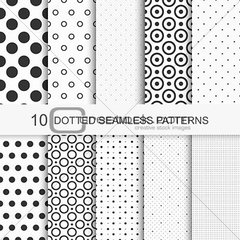 Dotted patterns. Seamless vector collection.