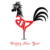 Rooster bird concept of Chinese New Year of the Rooster. Vector hand drawn sketch illustration.