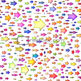 Seamless texture of abstract bright shiny colorful arrows, Isolation