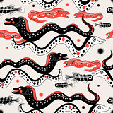 Seamless pattern with funny Moray eels 
