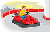 Boy driving go kart