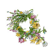 Floral wreath sketch for your design
