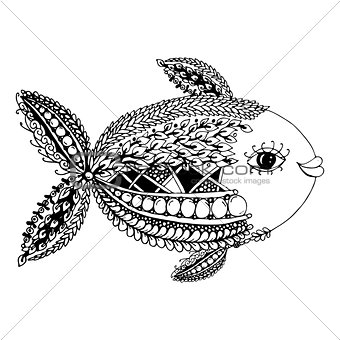 Ornate fish, zentangle style for your design