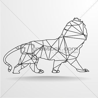 Poly Wireframe Lion