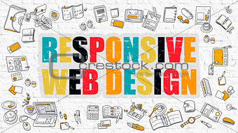 Responsive Web Design Concept. Multicolor on White Brickwall.