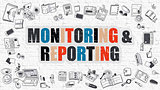 Monitoring and Reporting in Multicolor. Doodle Design.