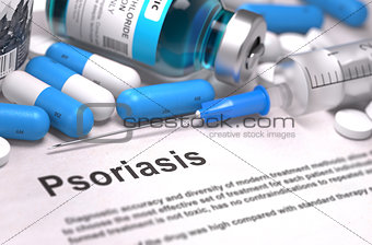 Diagnosis - Psoriasis. Medical Concept. 3D Render.