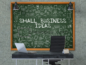 Small Business Ideas on Chalkboard in the Office.