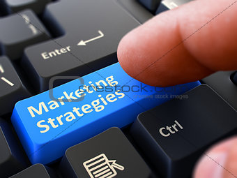 Marketing Strategies - Clicking Blue Keyboard Button.