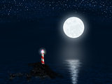 Lighthouse and Full Moon