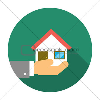 Hand holding house illustration