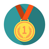 Gold medal flat icon