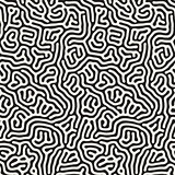 Vector Seamless Black and White Organic Rounded Jumble Lines Maze Coral Pattern
