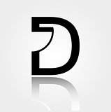D for design- Logo for interior design or architecture showing space with door plan