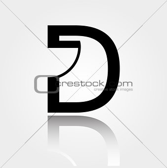 D for design- Logo for interior design or architecture showing space with door plan