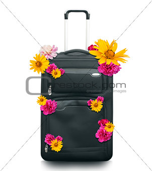 Luggage with flowers