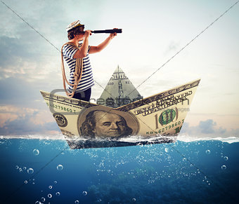 Sailor on banknote boat