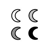 Vector moon crescent icons set