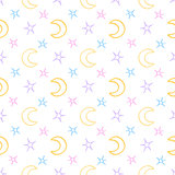 Seamless soft stars and moon baby night background