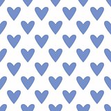 Tile vector pattern with blue hearts on white background
