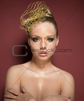 sensual woman with glitter make-up 