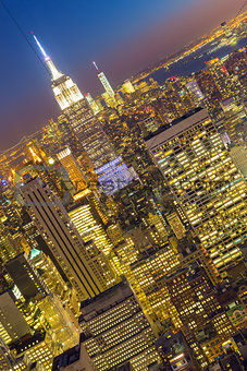 New York City Manhattan downtown skyline.