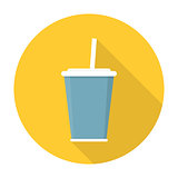 Soda with straw flat icon
