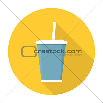 Soda with straw flat icon