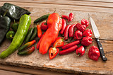 Assortment of colorful fresh peppers