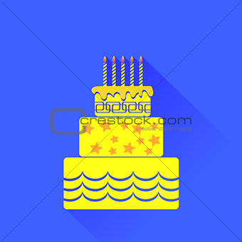 Vector Yellow Birthday Cake Icon