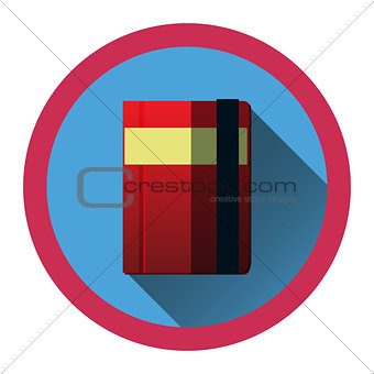 modern flat icon with diary and bookmark and shadow