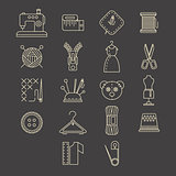 Vector Sewing Equipment and Needlework Icons
