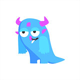 Blue Childish Monster With Horns