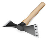 Axe-hoe with wooden handle