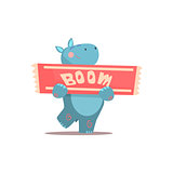Hippo Holding Boom Sign