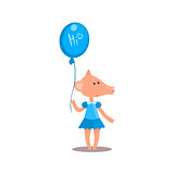 Piggy Holding A Balloon