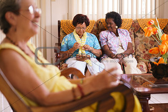 Senior Woman In Hospice Knitting Whool
