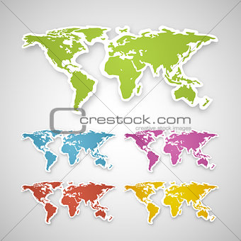 Vector colorful globe map sticker.