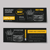 fast food coupon discount template flat design
