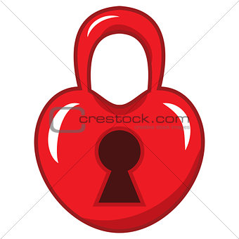 padlock in the shape of a red heart. vector